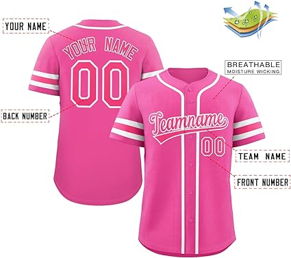Baseball Jerseys full button Pink Women 53